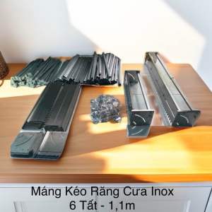 MÁNG KÉO RĂNG CƯA INOX (loại chuẩn) dùng lát gạch nền tăng giảm được từ 60cm đến 1m có thể chỉnh nghiêng được