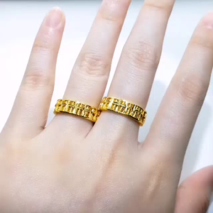 Cincin Sempoa Abacus Full Pelbagai Saiz 9.5 10.5 13 14.5 15.5 17.5 19 21 21.5 23.5 Emas 916 Yon Hing