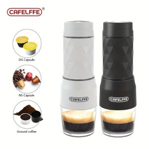 Cafelffe 3 in 1 Portable Hand Pressed Coffee Machine Wireless Manual Espresso Maker Compatible with Nespresso/Dolce Gusto Capsule Coffee Powder