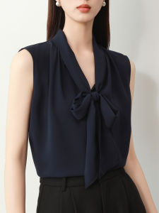 GUNIDUO | Elegant and Chic Bow Tie Sleeveless Blouse
