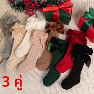 ฤดูใบไม้ผลิฤดูใบไม้ร่วงเด็กทารก Big Bowknot เข่าถุงเท้าสูงเด็กผ้าฝ้ายขาอุ่นเด็กวัยหัดเดินยาวเจ้าหญิงถุงเท้าสําหรับ 0-5Years