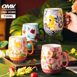 Omk phong cách Mỹ vẽ tay gốm cốc dung tích lớn 730ml cốc cà phê