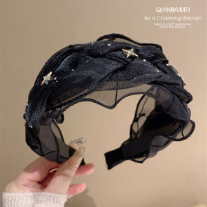Fancy Organza Wide Brim Beautiful Headband Hand-Woven Headband Suitable for round Faces Hairpin High Skull Top Headdress