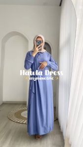 HAWLA DRESS ASYMMETRIC - FLOTTILICIOUS / Gamis Wanita Polos Lebaran / Ied Series / Tali Samping Outfit Lebaran Style
