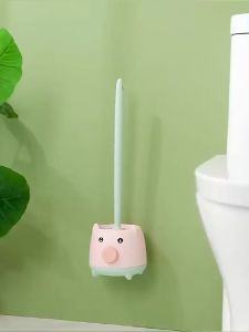 Rising Star Cartoon Pig Toilet Brush Set Wall-mounted Multifunction Bathroom Cleaning Brush With Holder