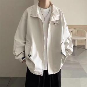 Stylish Mens Three-Piece Jacket Set Collared Outerwear Trendy And Handsome Spring Autumn Polyester Fiber Long Sleeve Pants