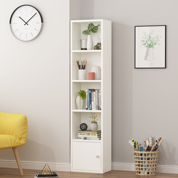Simple Student Floor Bookcase with Door Minimalist Modern Children's Gap Corner Shelf Small
