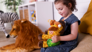 Melissa & Doug 11-Inch Baby Giraffe Plush Stuffed Animal with Pacifier Diaper Baby Bottle - Age 18m+