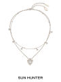 Double Layer Abalone Heart Shape Necklace Women's Fashion Jewelry SUN HUNTER Original Design Luxury Spring Summer Sweater Chain. 
