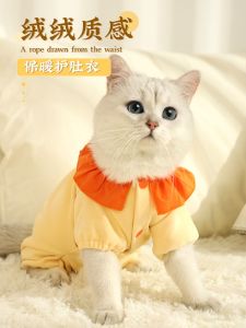 Autumn Winter Cat Clothes Small Kitten Milk Feeding Clothes Four Feet Warm Sleepwear Belly Protector Pet Supplies Cat Clothes