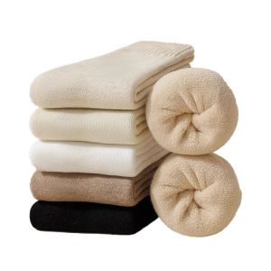 Zhuji Womens Thickened Fleece Lined Mid-calf Socks Warm Sleep Socks Winter No Cold Feet Long Socks Breathable Cotton Polyester