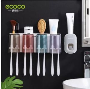 Giá Để Bàn Chải Đánh Răng ECOCO Kèm Cốc Sắc Màu Kệ Để Đồ Nhà Tắm Thông Minh Bộ Nhả Kem Đánh Răng Tự Động Dán Tường Trang Trí Decor Nhà Tắm Nhựa ABS Cao Cấp