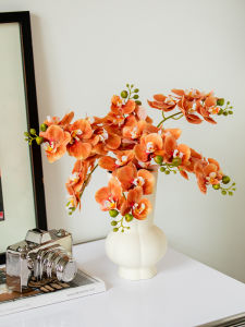 High Quality Artificial Butterfly Orchid Decorative Flower Vase Living Room Dining Table Decoration Fake Flower Bouquet Display