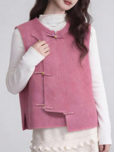 QINGNAER | Chic Warm Pao Button Sleeveless Womens Vest