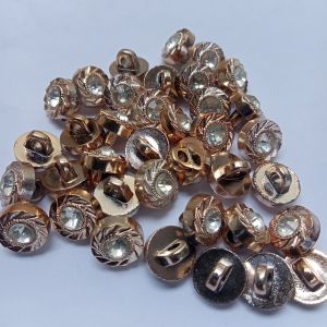 100pcs Kancing Baju Jamur Permata Miring Emas Bulat Segi Delapan/ Diameter 10mm/1cm