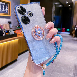 Transparent Soft Silicone Redmi Turbo3 Phone Case Womens New Fashion Stand Protective Cover Anti-fall Full Lens Protection