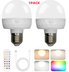 Rechargeable Battery Operated Light Bulb with Remote Control 5W E27 Dimmable Detachable LED Bulb 3 Timer Wireless Puck Light