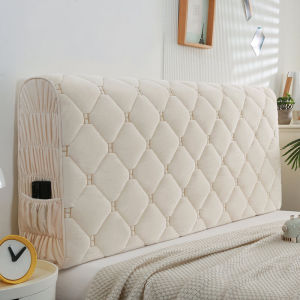 Full Coverage Bed Head Cover Thickened Soft Plush Removable Cotton Insert Elastic Fabric Dustproof Backrest Cover Simple Design