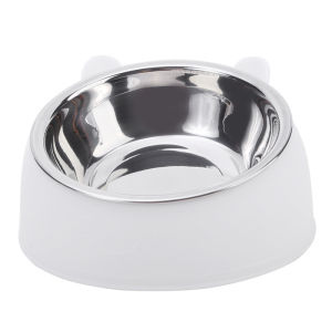 100/200ml Cat Bowl Inclined Kitten Puppy Food Feeding Bowls Stainless Steel Cats Drinking Feeder Pet Dog Cats Feeders Anti-spill