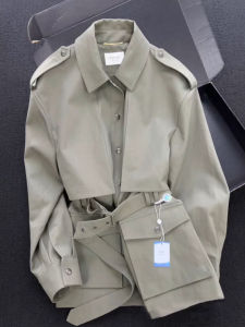 DANTING | Elegant Simple Style Olive Green Spring Coat