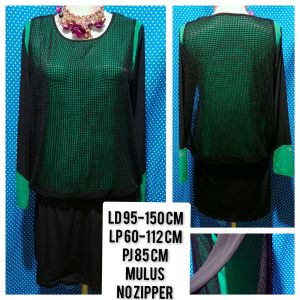 DRESS LENGAN PANJANG JARING HIJAU 286