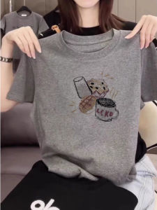 Short Sleeve Loose Slim Fit Large Size Women T-Shirt