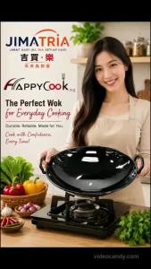 UGOLD-HAPPYCOOK Enamel wok/Kuali Hitam