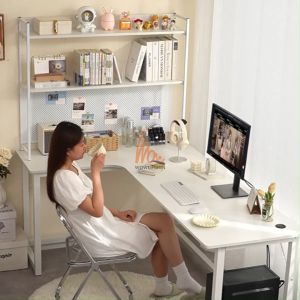 L Shape Gaming Table Meja Gaming Meja Belajar 160CM Computer Desk With Host Tray Study Desk Working Desk Home Office Table Meja Komputer