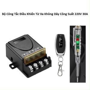 Bộ 3 Món Công Tắc Điều Khiển Không Dây Học Lệnh Tần Số 433MHZ Điện Áp 90V-264V Dòng Điện Ra Tối Đa 30A Có Bút Thử Điện