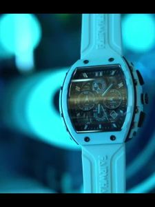 Mark Fairwhale | MARK FAIRWHALE Watches for Man 5670 Fashion Tonneau Quartz Wristwatches Resin Case Chronograph Waterproof Men Watches Gift Box