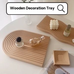 Ready Stock Ripple Wooden Decoration Tray Display Natural Beech Nordic Japandi Style Board Hiasan Kayu Minimalist Dekorasi Rumah Meja Rak Serbaguna Storage Organizer Smooth Edge Coaster Props Muji Candle Aroma Food Dessert Cafe Living Room Decor Flower
