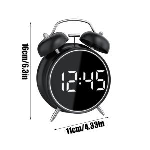 Retro Digital Alarm Clock LED Display Loud Bell Alarm Clock Analog 2 Bell High-pitched Alarm Clock Non Ticking For Heavy Sleeper