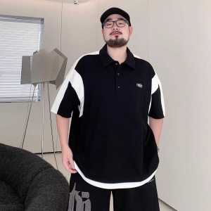 Summer New Arrival Plus Size Mens Clothing Fake Two-Piece Polo Shirt Overweight Man Loose plus Size Casual Short Sleeve Polo Shirt