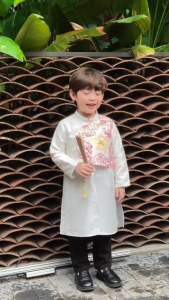 Áo dài cách tân áo dài Tết bé trai Tinh hoa Việt kèm quần kaki dài size 9 đến 25kg BERNIE H0925B13