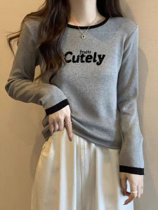 Áo Thun Cotton Dài Tay Cổ Tròn Màu Trơn Cao Cấp Cho Nữ Mùa Thu Phong Cách Mới Màu Tương Phản Nhỏ Gọn Thoải Mái Thoáng Khí