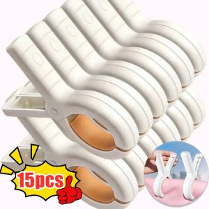 15pcs Plastic Clothes Pins with Strong Anti-Rust Springs Heavy Duty Beach Towel Clips Windproof Laundry Clothespins to Keep Your Towel Clothes Blankets to Dry on Clothesline and Hanging Rack Plastic Windproof Clothes Pegs Non-Slip Beach Quilt