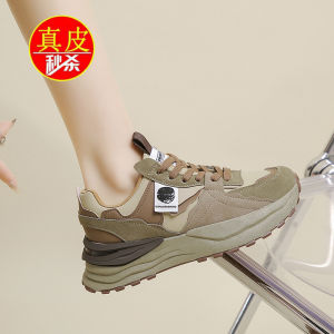 Real Leather Dad Shoes Womens Casual Thick Bottom Sports Fashion Spring Autumn New Style Cross Buckle Korean Version