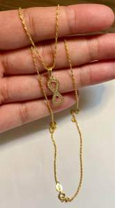 PAWNABLE 18K Saudi Gold Rope Chain(lightweight manipis)with 18K Infinity Pendant(lightweight)✨