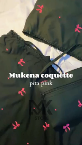 Mukena Dewasa Katun Premium Berkualitas Full Bordir Pita Coquette Travel - Set Atasan dan Bawahan Dengan Pouch Cantik Dan Elegan