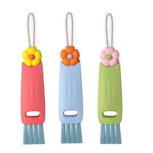 3 in 1 Cup Lid Cleaning Brush with Flower Shaped Top and Hanging Hole 360 No Dead Angle Cleaner for Cups Powerful Stain Removal