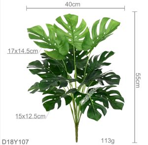 Daun Monstera Jumbo 18 Cabang / Daun Monstera Artificial Pot / Bunga Hias Murah
