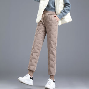 Tiiwgjiy | Thickened White Duck Down High Waist Lantern Pants Womens Winter Warm Trousers Outerwear Windproof Long Pants Polyester