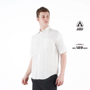 Aerostreet Kemeja Oxford Pendek Catra White QFB3A
