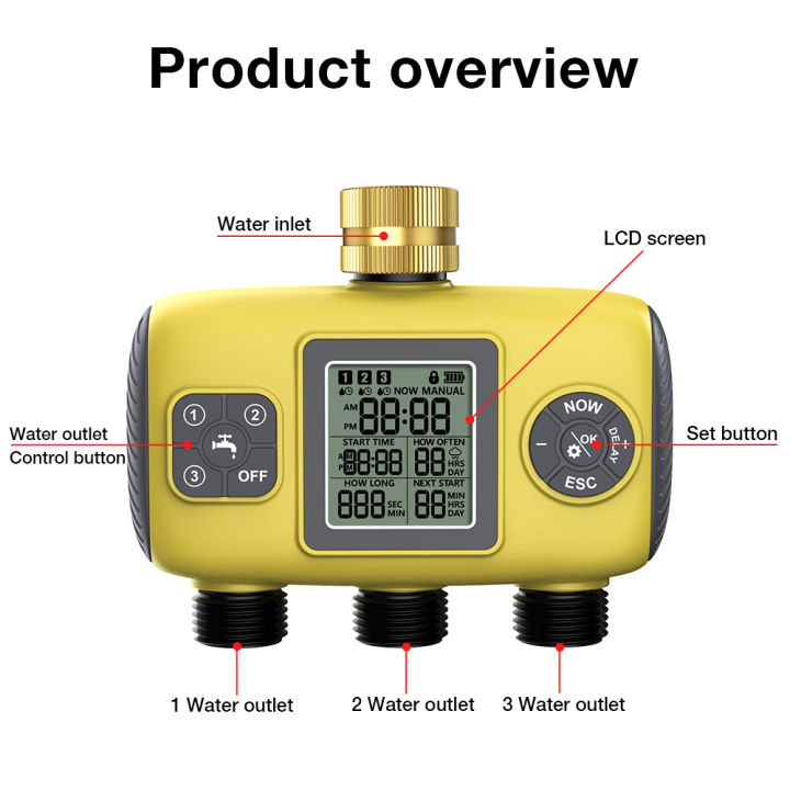 1/2/3-Outlet Smart Water Timer Intelligent Automatic Irrigation ...