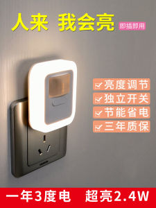 Energy Saving Sensor Night Light Plug in Bathroom Bedroom Hallway Bedside with Switch Smart Control LED Lamp Home Decor