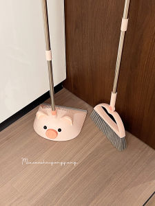 Cute Little Pig Broom And Dustpan Set Household 2025 New Broom Combination Sweeping Tool Garbage Shovel Magic Wand