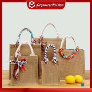 Abaca bag Diy hand-painted linen Jute sack muji handbag portable shopping bag Burlap