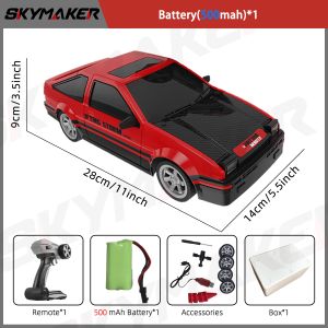 RC16 1:16 Scale AE86 Remote Control Drift Car 2.4GHz HighSpeed RC Model with LED Headlights Powerful Motor Drift Tires Kids Toy