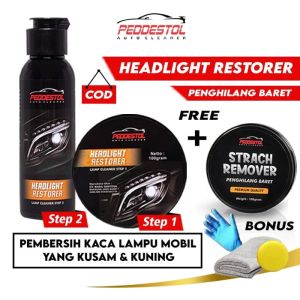Headlight/Headlamp Restorer Pembersih Mika Kaca Lampu Mobil Bonus Kompon Coumpond Penghilang Baret