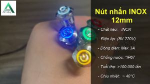 Nút công tắc Reset Nhấn tự nhả 12mm có LED Công tắc khởi động (3V-24V | 110-220V) Chống nước IP67 Chịu nhiệt độ cao